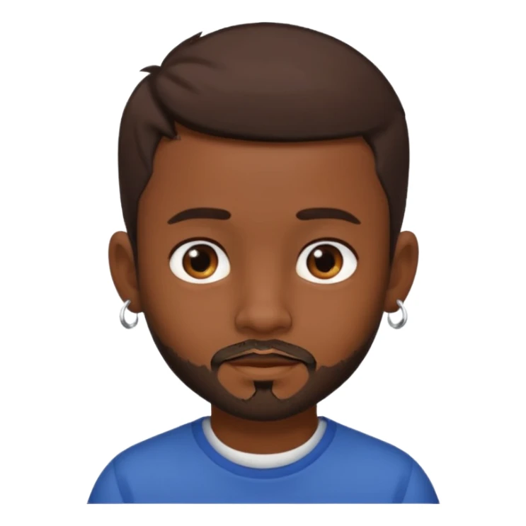 dark-skinned boy, short brown hair, with a little beard and an earring in his ear sticker