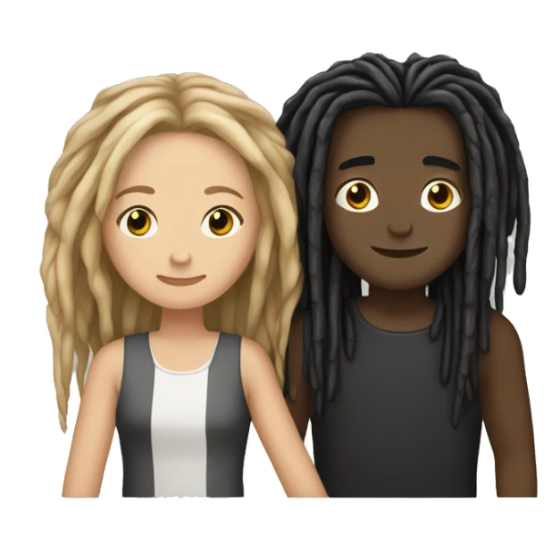 tan boy with dreads hugging white girl with black long hair sticker