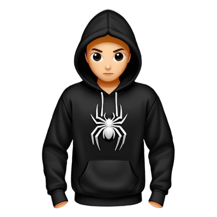 The Black Sp5der Hoodie features a black base with distinctive middle spot where there is a spider web on it, and the whole hoodie is black in the spider web in the middle is black with the no spider in the middle, NO SPIDER just a web sticker
