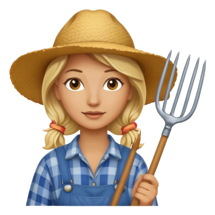 blonde farmer woman with pitchfork sticker