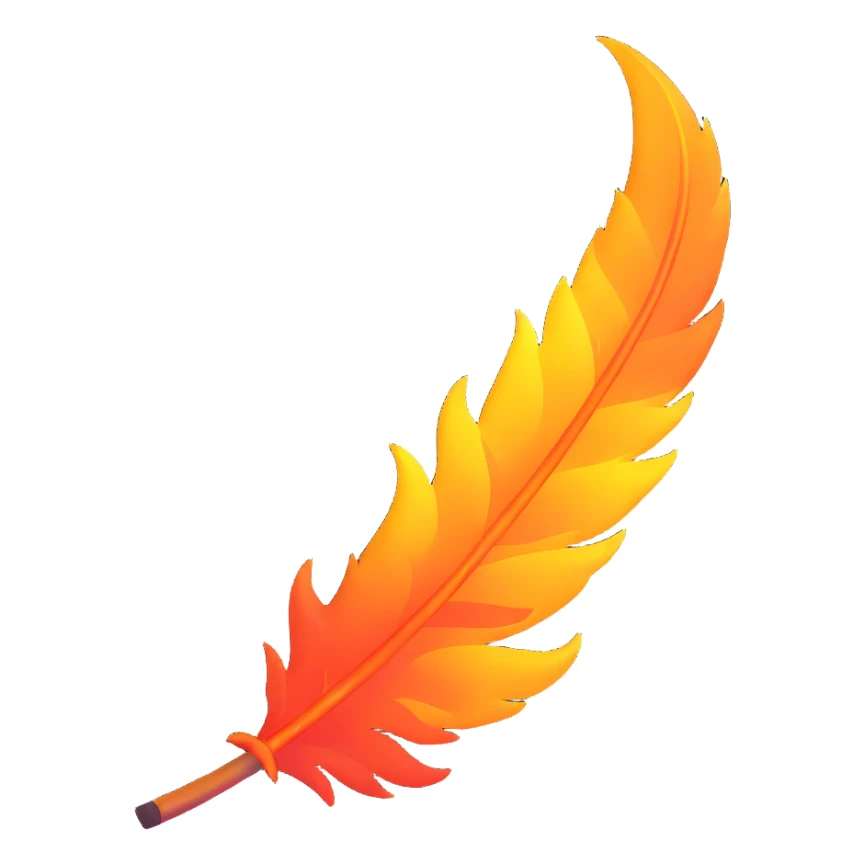 a single phoenix feather engulfed in fire, glowing embers, fantasy style sticker