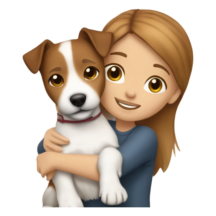 whit brown haired girl hugging jack russell terrier sticker