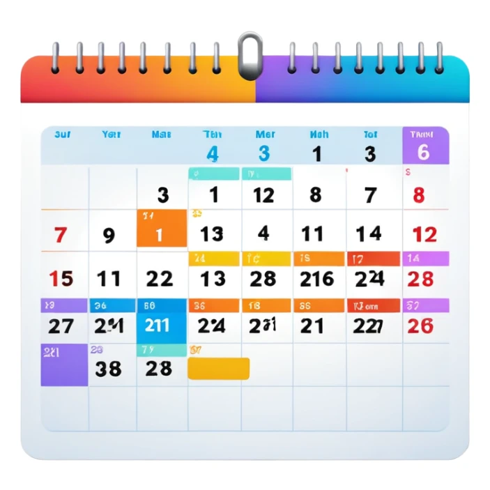 Wall calendar with a month view showing events and appointments sticker