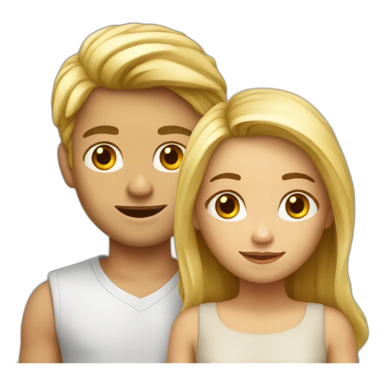 Couple blond et brun enfant sticker