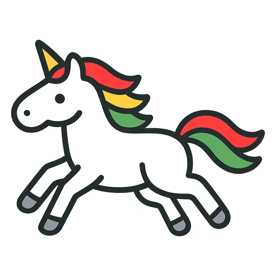 Change the background to pale mint green behind the running unicorn icon, keeping the rest of the design unchanged, logo style. sticker