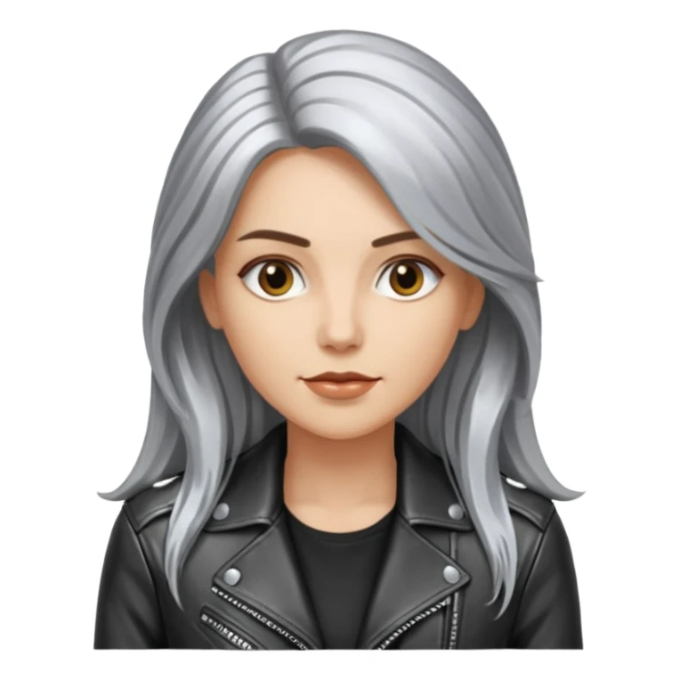 woman with long metalic hair lether jacket sticker