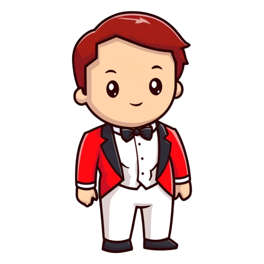 red and white formal tuxedo suit sticker