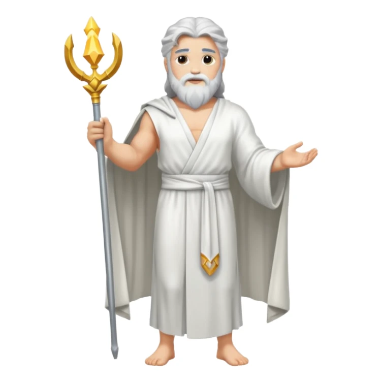 fullbody silverhair god ZEUS, white robe over shoulder sticker