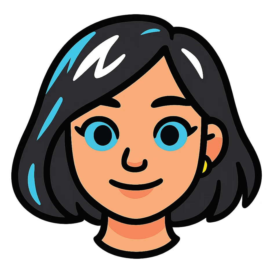 Remove the white outline around the edges while preserving the original style and colors. Make the character look slightly more informal by adding painted white strands of hair and a nose piercing, without changing the illustration style. sticker