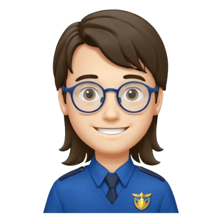scout boy long hair spectacled blue uniform sticker