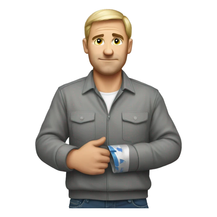 a russian bold man with some duct tape in his hand sticker