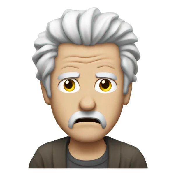 An angry white man with grey hair Shakes his fist at the sky sticker