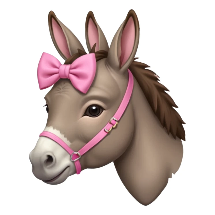 una burra con moño rosa y dando un  sticker