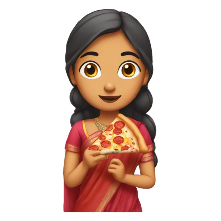 Sikh girl in a sari eating pizza sticker