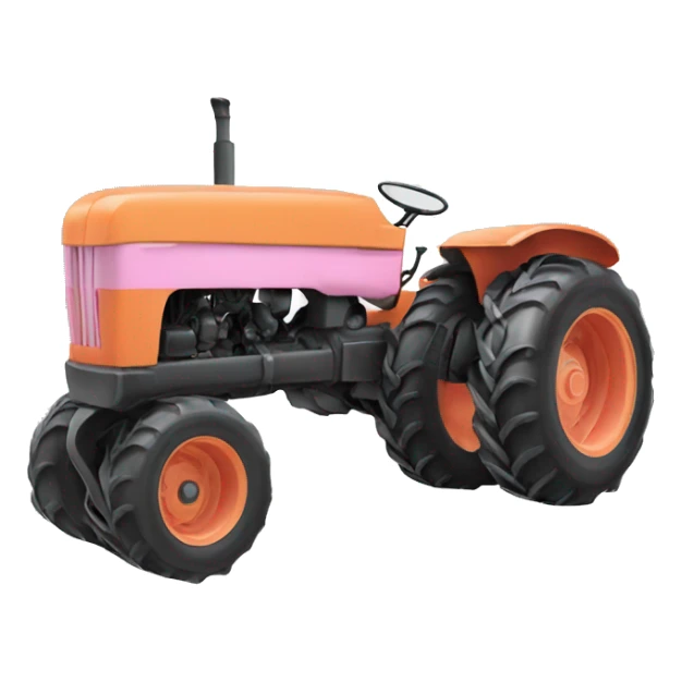 White, pink, orange farm tractor  sticker