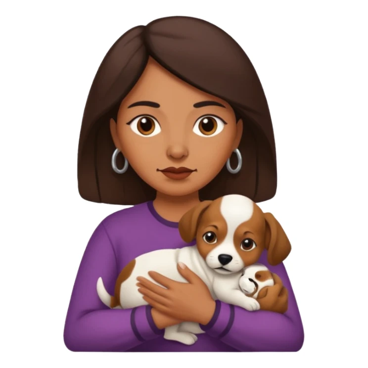 middle age mexican woman with puppy showing passion - strong and barely controllable emotion sticker