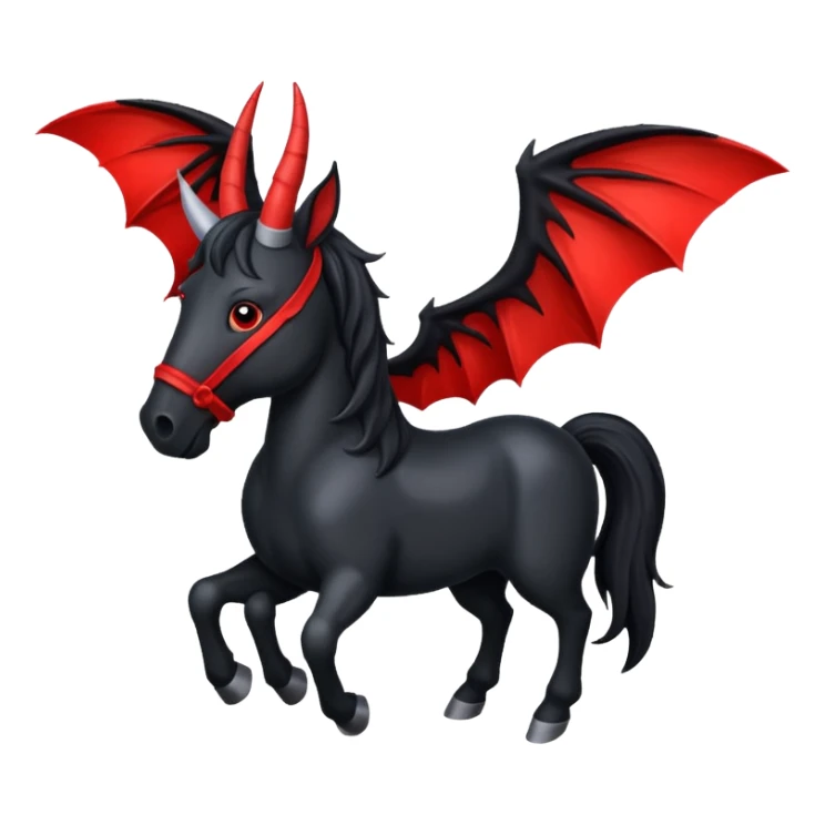 black horse with horns and red bat wings sticker
