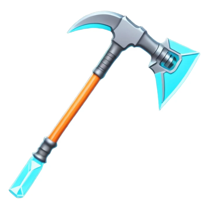 futuristic space mining pickaxe, glowing energy blade, sci-fi metal handle, neon accents, 3D cartoon, mobile game icon, clean background, no text, no watermark

 sticker