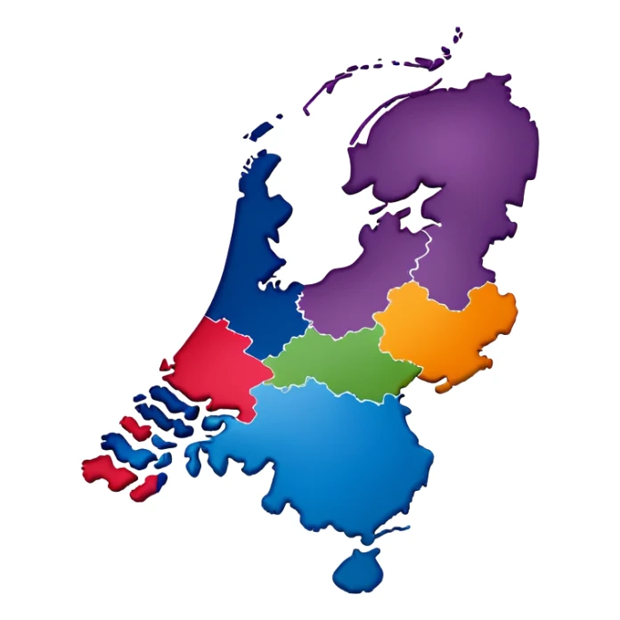 Map outline of the Netherlands with distinctive shape showing provinces sticker