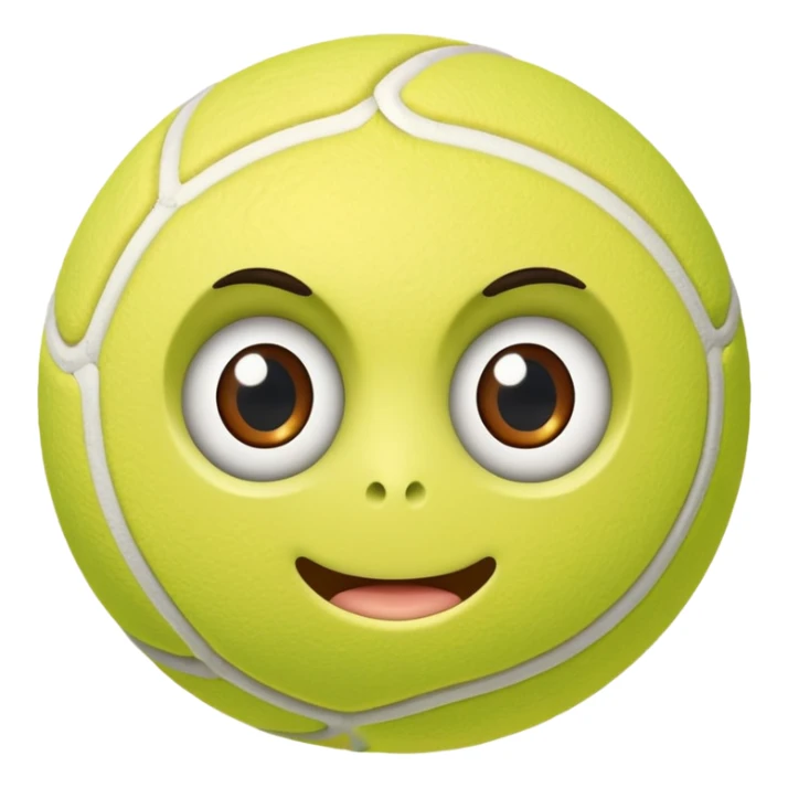 Tennis ball with eyes face legs and gyatt sticker