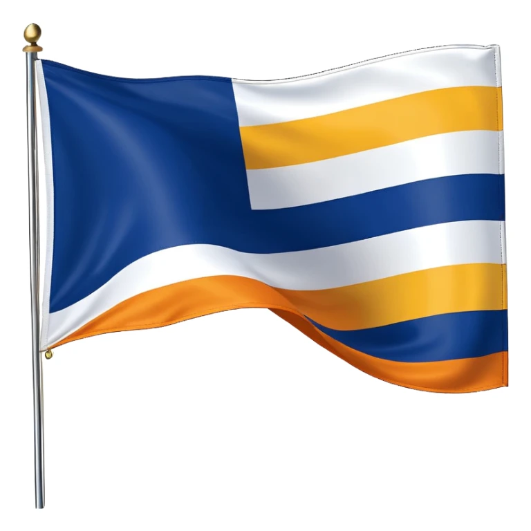 A flag whit darkblue, blue, white, yellow and orange and has 5 stripes white in the middle, blue in next to white left, yellow next to white right, orange next to yellow right, dark blue next to blue left sticker