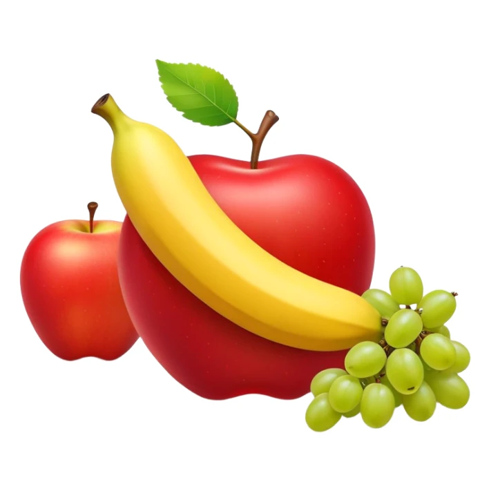 gas can surrounded by an apple, banana, and grape sticker