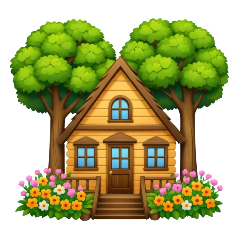 house covered by trees and flowers sticker