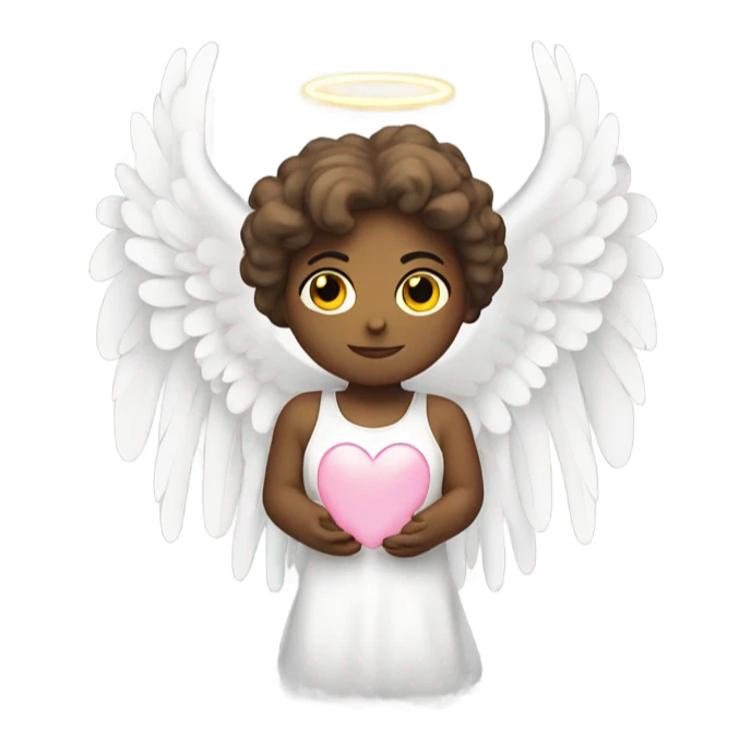 White angel heart with wings and halo sticker