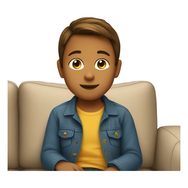 child sitting on couch with brown hair sticker