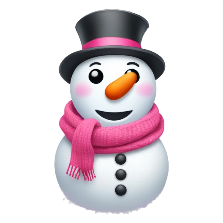 Snowman, wearing a pink hat and scarf, and red lips sticker