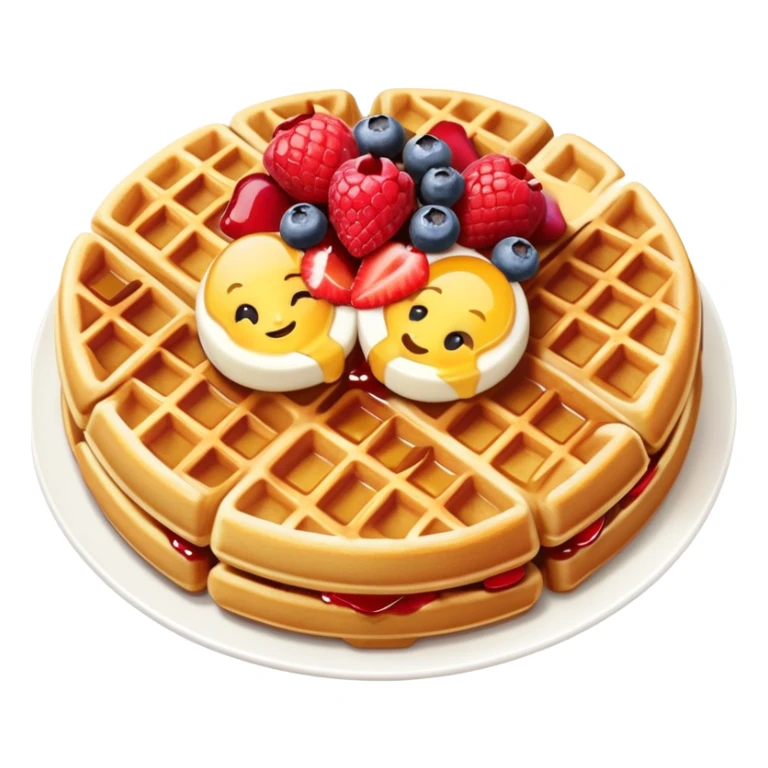 Belgian waffle with toppings in emoji style sticker