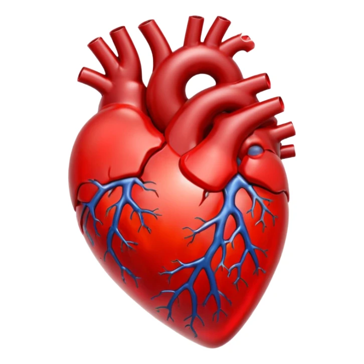 A red glass human heart with a white background. The glass should also be red and look like a real heart. sticker