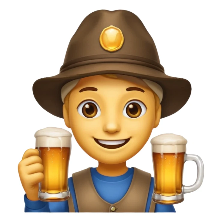 Ein lachendes Emoji mit Bierglas und Gamsbart Hut sticker