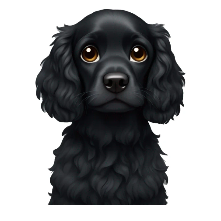 Small completely black spaniel with black fur on his whole face and white fur on chest sticker
