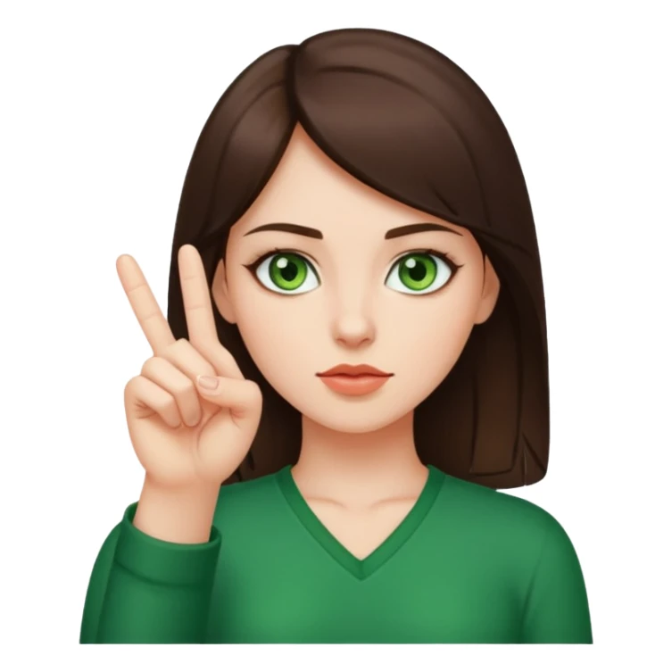 Girl Brunette with green eyes sticking up middle finger sticker