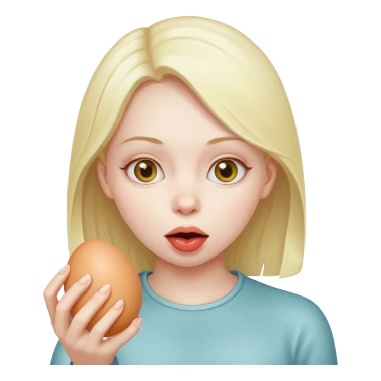 Girl sucking an egg sticker