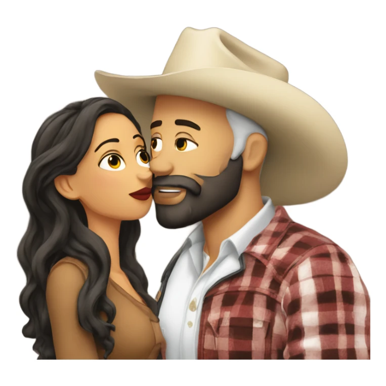 Tall bald bearded cowboy kissing latina  sticker
