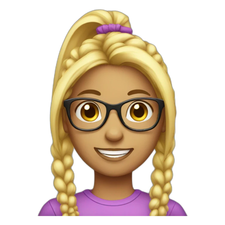 bright hair girl with ponytail with glasses sticker