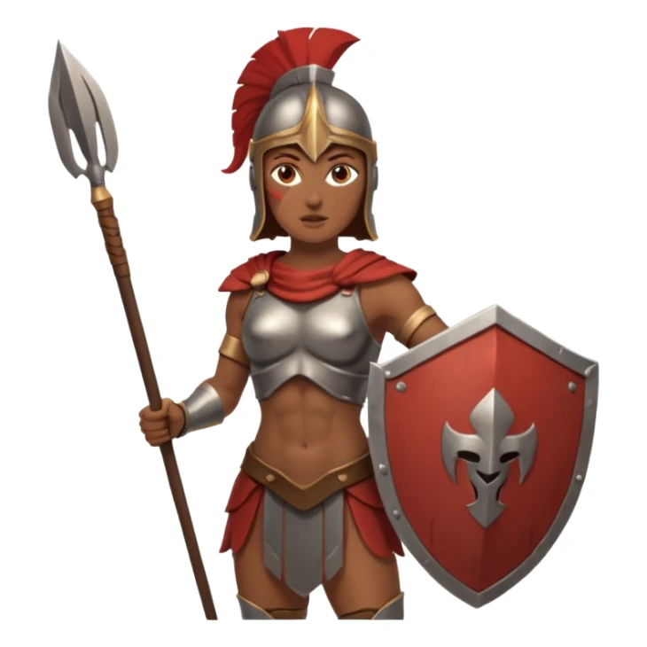 woman spartan warrior holding spear and shield sticker