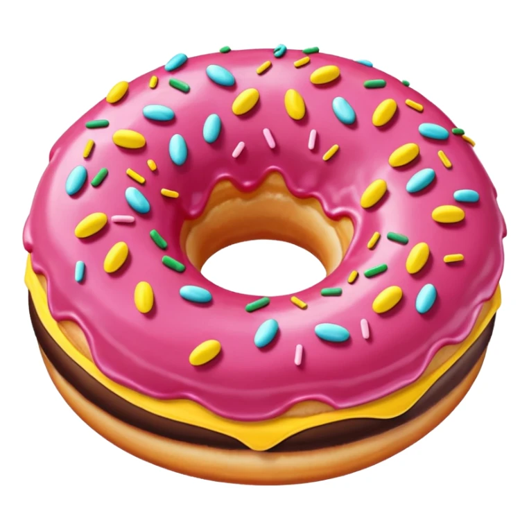 Dark brown donut with light pink icing and only YELLOW sprinkles. sticker