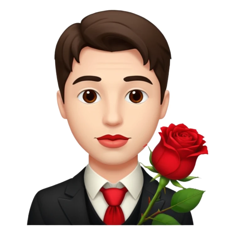 handsome man with a rose in his mouth sticker