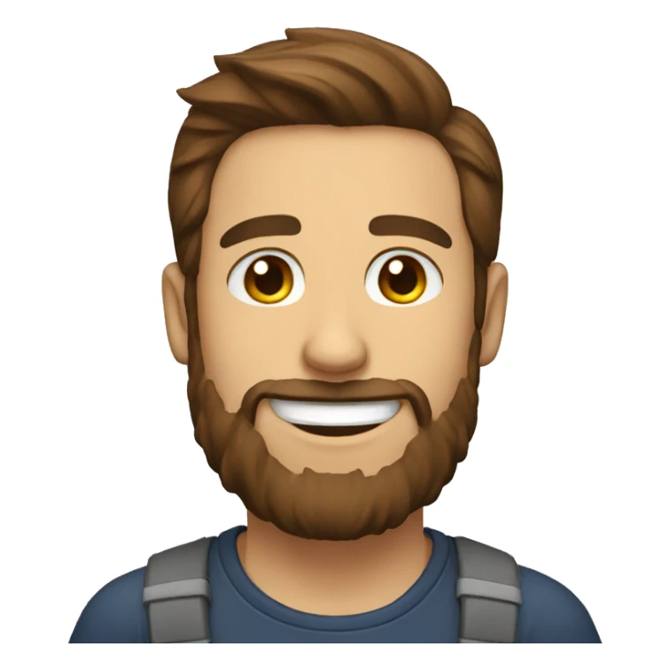 man brown hair beard smile sticker