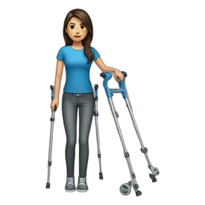 Brunette girl with crutches sticker
