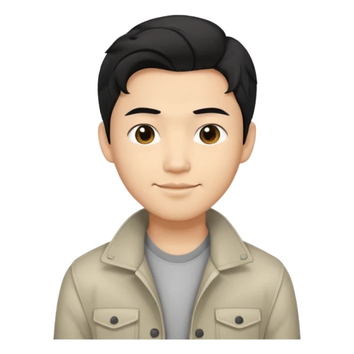Asian guy wavy hair, dressed cool, demure but with a smirk  sticker