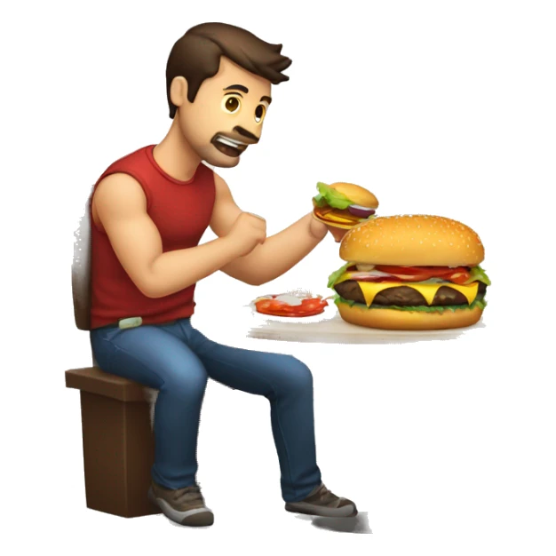 hombre fuerte comiendo hamburguesa123 sticker