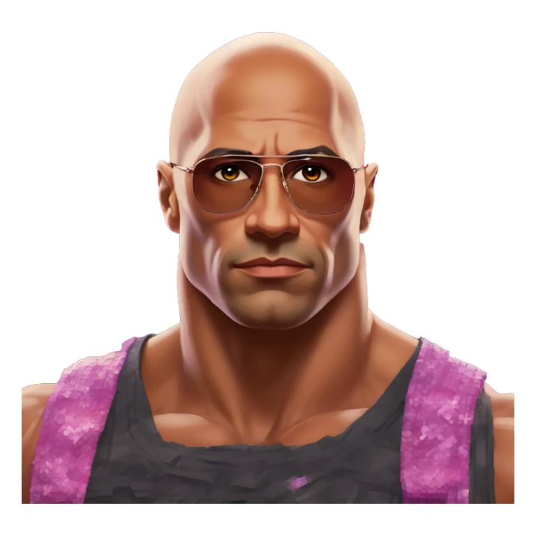 Synthwave The Rock in Soviet pixel style, oil paint, epic eyes, intricate lips, exquisite pose, beautiful, desirable, logical, Midsommar  sticker