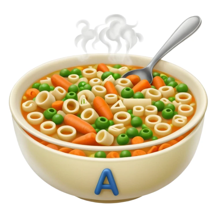 Alphabet soup sticker