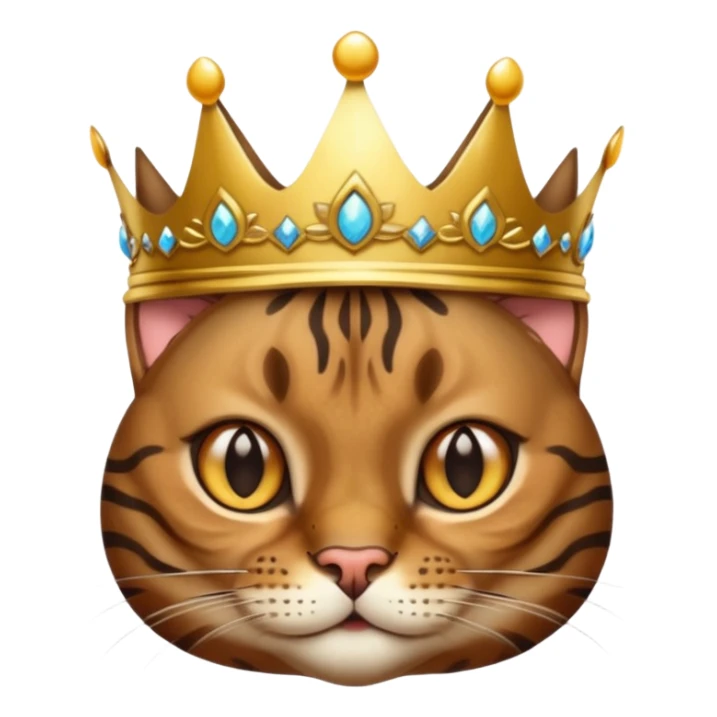 dark brown bengal cat with crown sticker