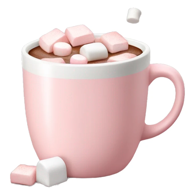 Light Pink mug of hot chocolate with marshmallows  sticker