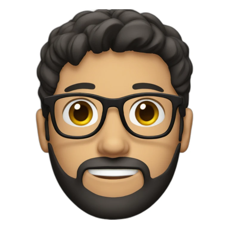 Brunette guy with beard; glasses; black hair sticker
